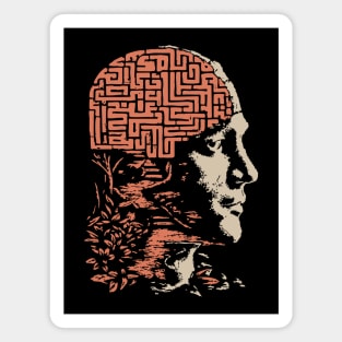 Labyrinth of the Mind - Retro Philosophical Psychology Art Magnet